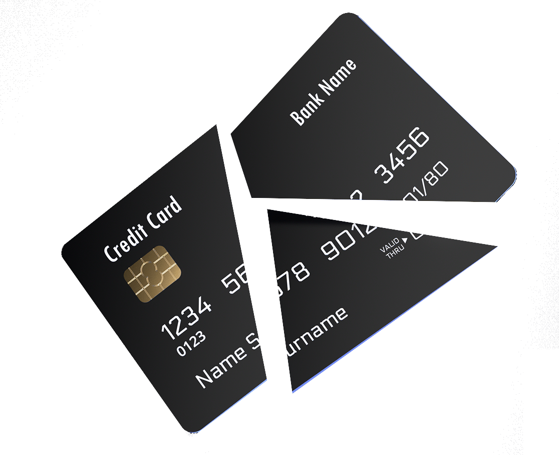 Credit cards with blue lighting